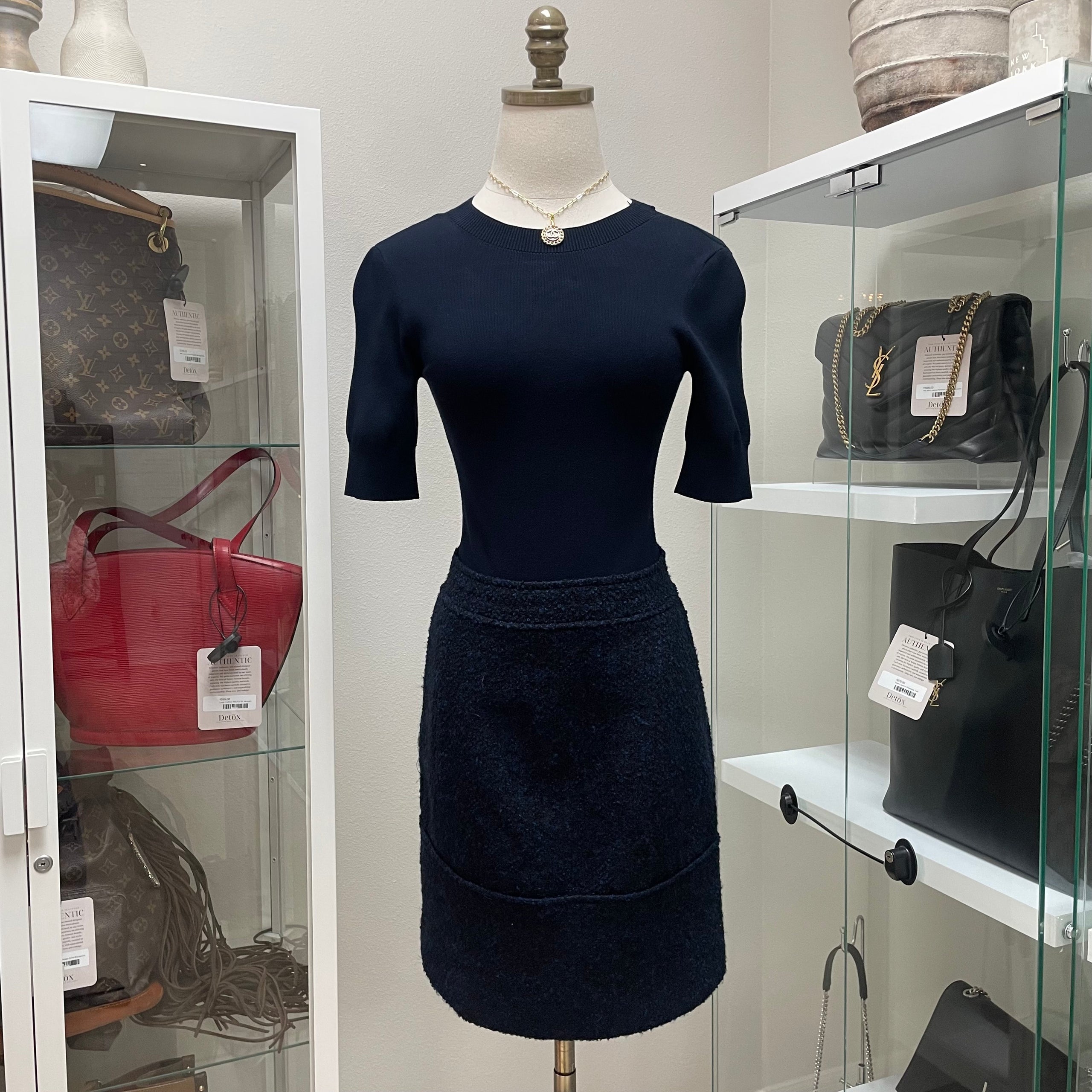 Ted Baker Navy Tweed Dress Size 0 | Detox Designer Resale Boutique