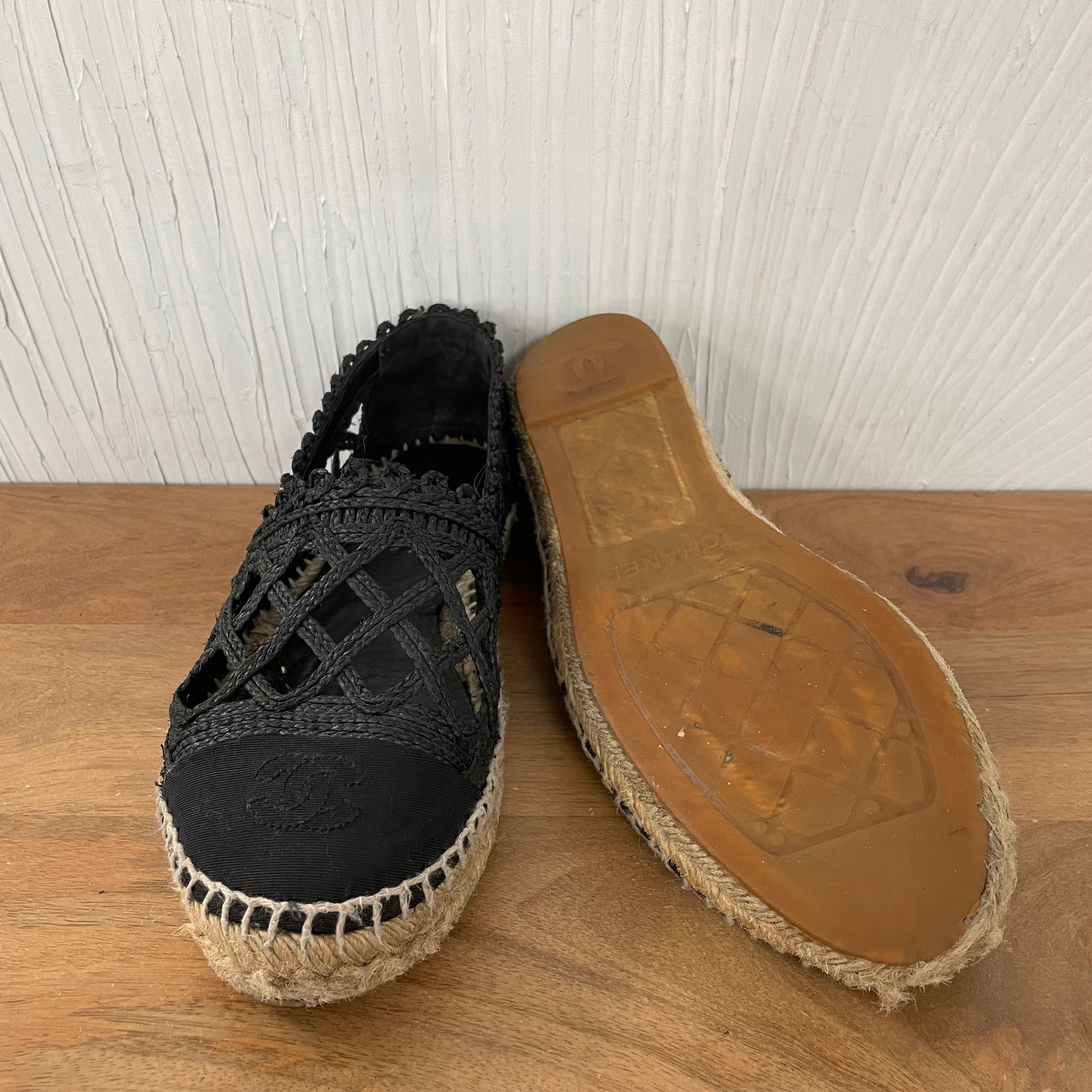 Chanel Jute Canvas Espadrilles 38 Detox Designer Resale Boutique