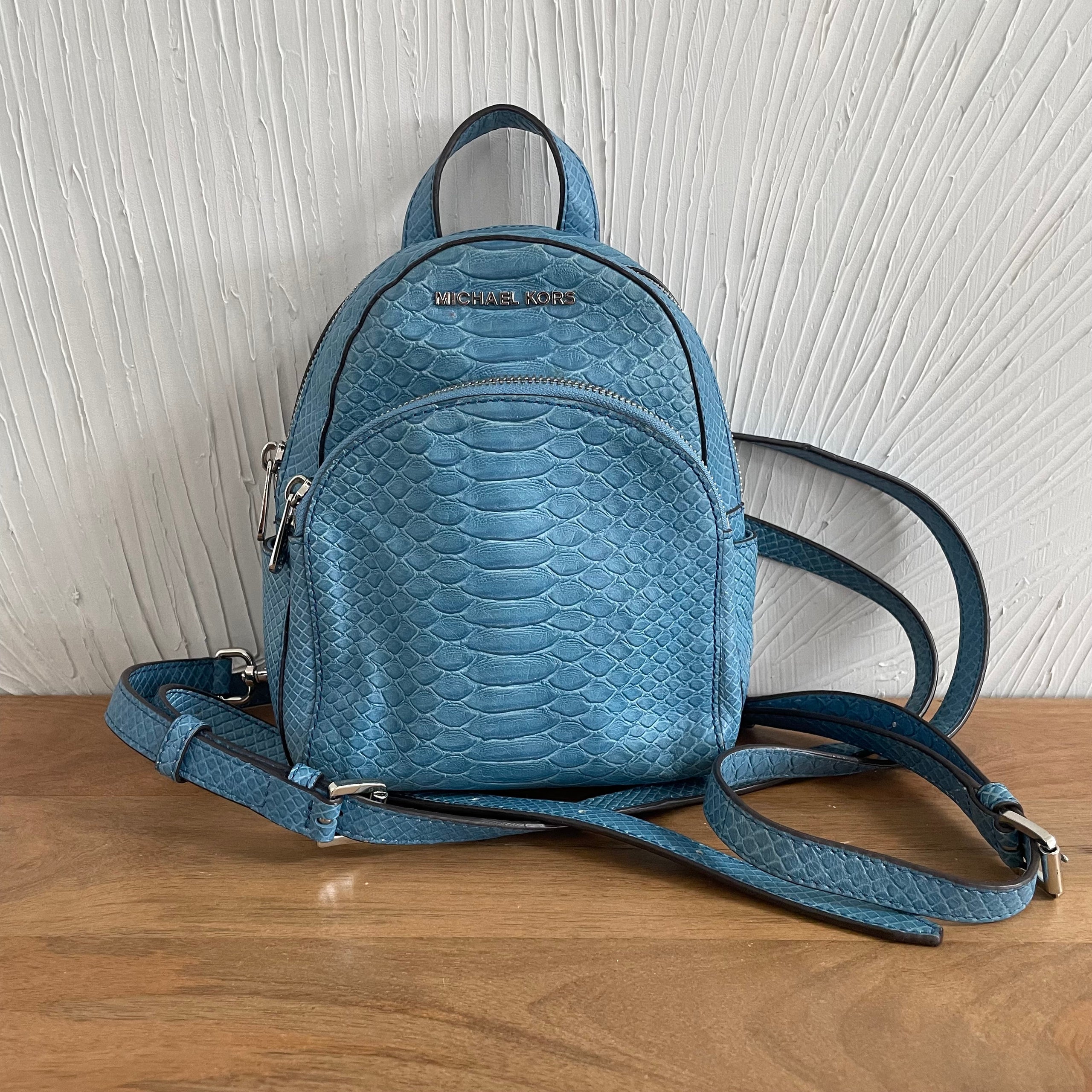 Michael Kors Mini Backpack Blue Detox Designer Resale Boutique